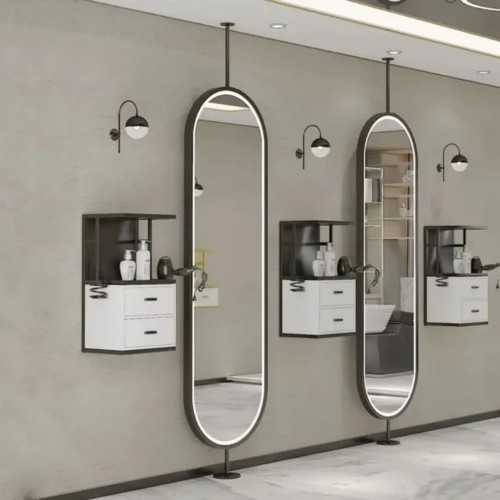 Hair  Salon Mirror Station With Led Lights, Wholesale Beauty Salon Standing Dingju Mirror