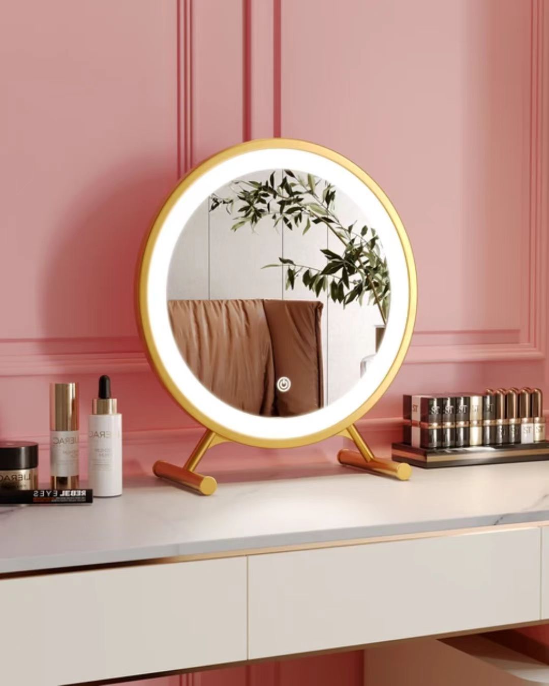 Makeup Smart Mirror Frame Round Vanity Table Dressing Mirror Touch Screen Desktop Dingju Mirror