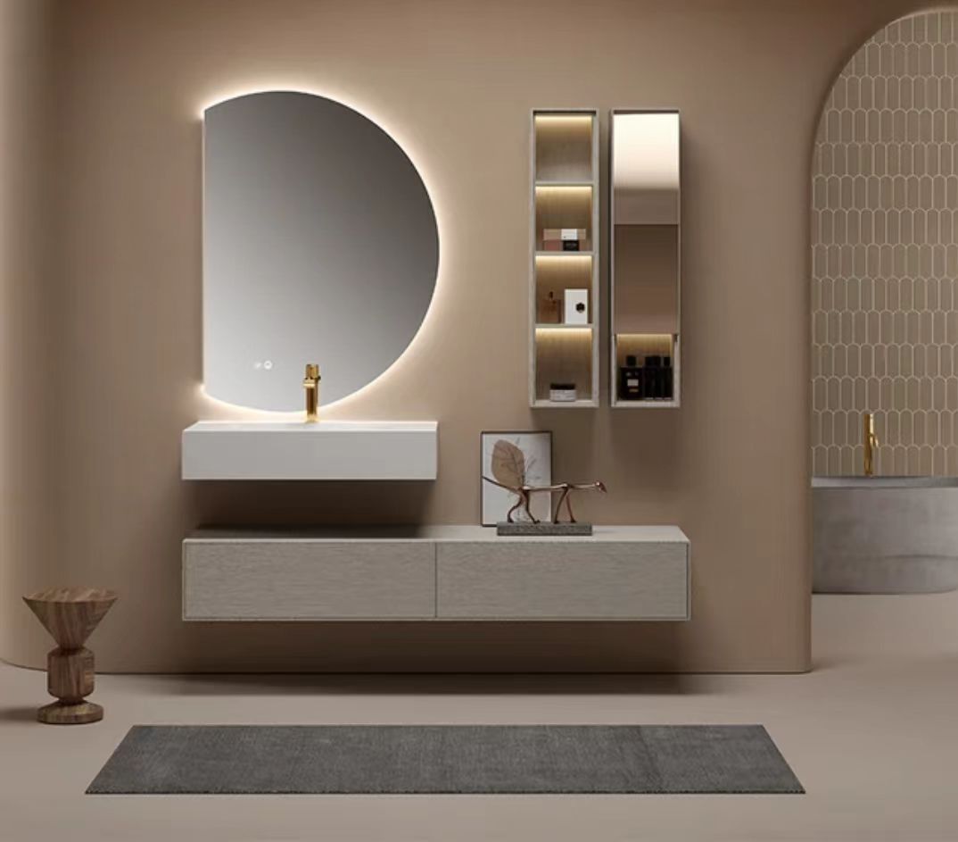 DINGJU Wholesale Luxury European Style Wall Mount Bathroom Vanities Led Smart Mirror