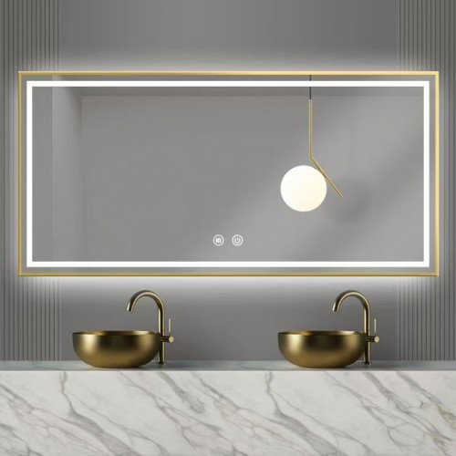 Customized Aluminium Frame Dingju Mirror Hotel Led Light Luminous Mirror Bedroom Wall Hanging